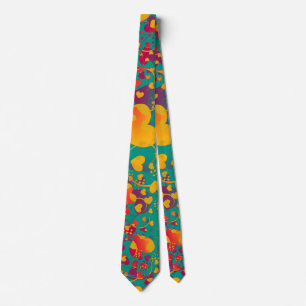 Funny Heart Pattern IX - green red yellow Tie
