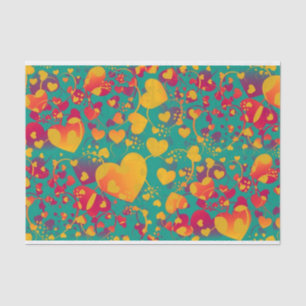 Funny Heart Pattern IX - green red yellow Tissue Paper