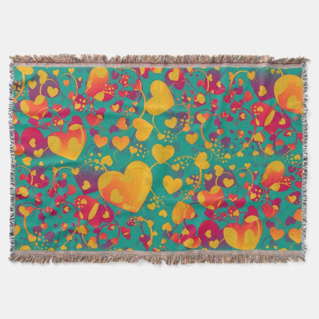 Funny Heart Pattern IX + your idea Throw Blanket (Front)
