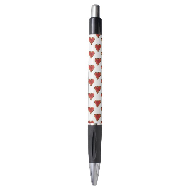 Funny Heart Pattern red gold + your background Pen (Front Vertical)