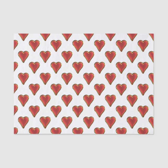 Funny Heart Pattern red gold + your background Tissue Paper (Front)