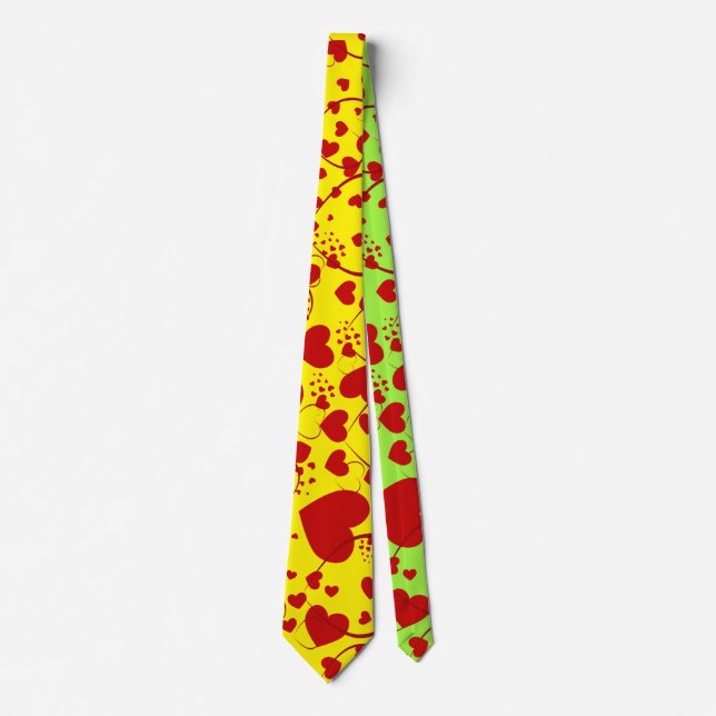 Funny Heart Pattern V + your backgr. colour & text Tie (Front)