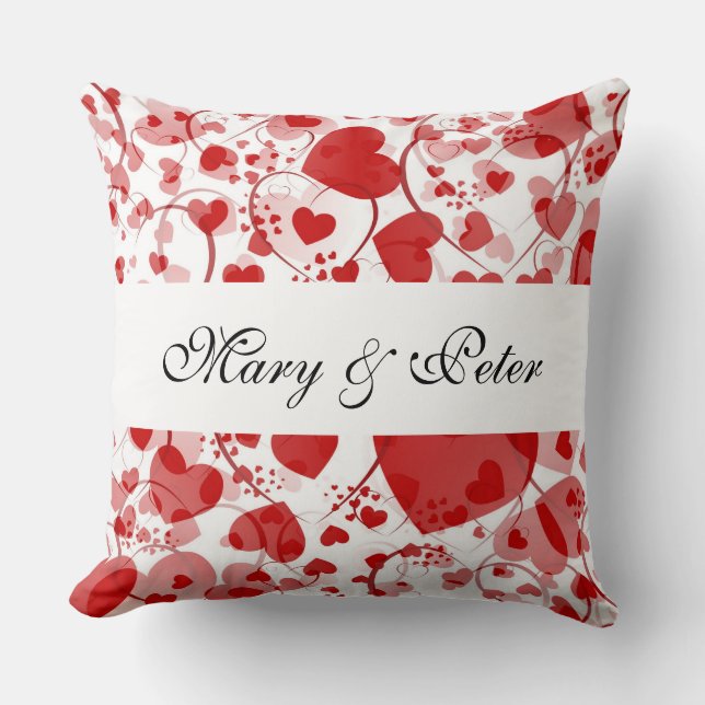 Funny Heart Pattern VII + your names & ideas Throw Pillow (Front)