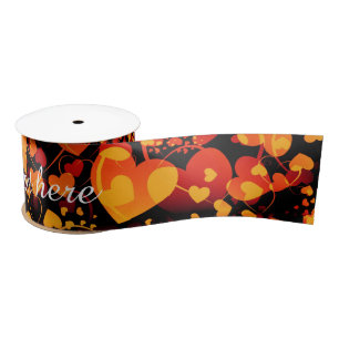 Funny Heart Pattern VIII - black red yellow Satin Ribbon