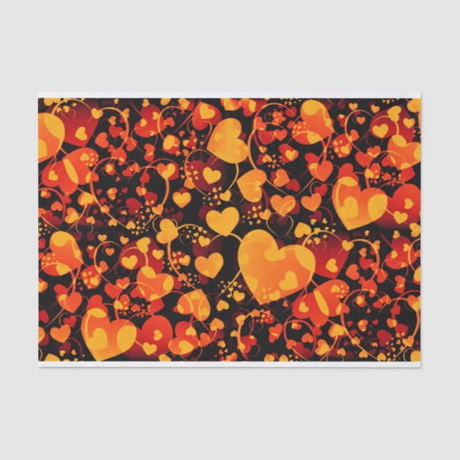 Funny Heart Pattern VIII - black red yellow Tissue Paper (Front)