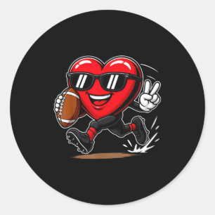 Funny Heart Playing Football Srts Lover Valentine  Classic Round Sticker