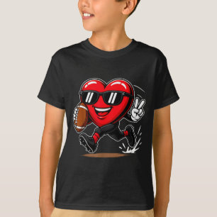 Funny Heart Playing Football Srts Lover Valentine T-Shirt