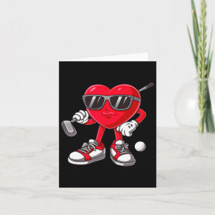 Funny Heart Playing Golf Valentines Day Boys Girls Card