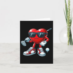 Funny Heart Playing Golf Valentines Day For Sport  Card