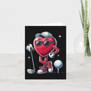 Funny Heart Playing Golf Valentines Day For Sport  Card