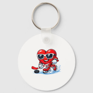 Funny Heart Playing Hockey Apparel  Keychain