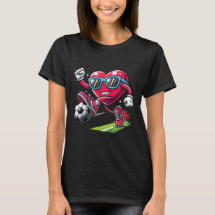 Funny Heart Playing Soccer Lovers Boys Kids Valent T-Shirt
