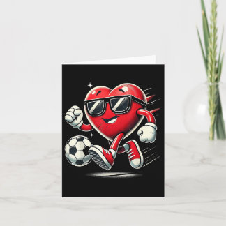 Funny Heart Playing Soccer Valentines Day Mens Boy Card