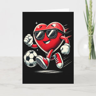 Funny Heart Playing Soccer Valentines Day Mens Boy Card