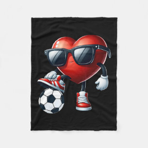 Funny Heart Playing Soccer Valentines Day Mens Boy Fleece Blanket