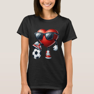 Funny Heart Playing Soccer Valentines Day Mens Boy T-Shirt