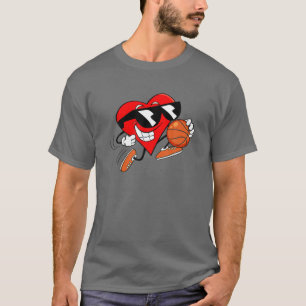 Funny Heart Plays Baseball Valentine Day Baseball T-Shirt