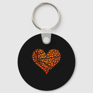 Funny Heart Polka Dots Basketball Lover Fan Happy  Keychain