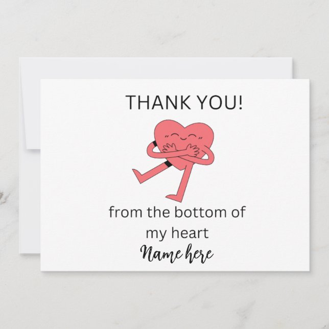 Funny Heart Thank you Card, Wedding Thanks Card  (Front)