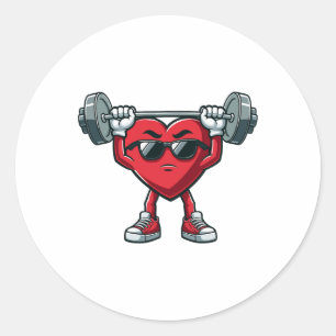 Funny Heart Weightlifting Valentines Day Deadlift Classic Round Sticker