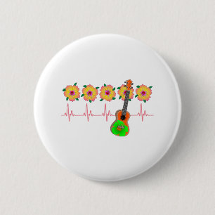 Funny Heartbeat EKG Line for Ukulele Music 2 Inch Round Button