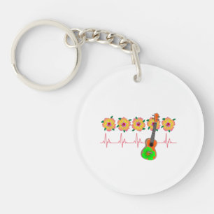 Funny Heartbeat EKG Line for Ukulele Music Keychain