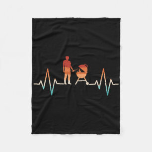 Funny Heartbeat Grilling Barbecue Grill Lover Bbq Fleece Blanket