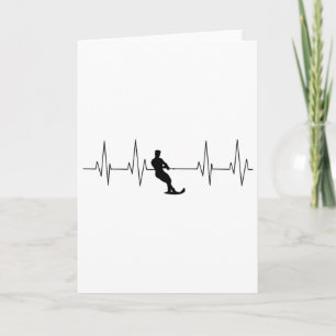 Funny Heartbeat Waterski Art Cool Water Skier Athl Card