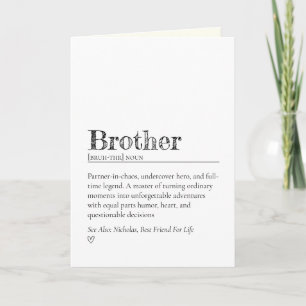 Funny Heartfelt Brother Definition Encouragement Card