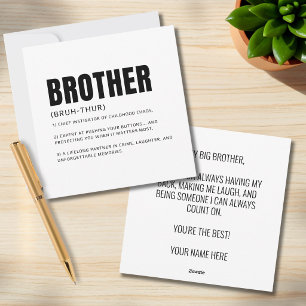 Funny Heartfelt Brother Definition Greeting Holiday Card