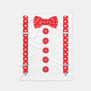 Funny Hearts Bow Tie Suspenders Valentine's Day Co Fleece Blanket