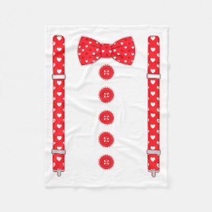 Funny Hearts Bow Tie Suspenders Valentine's Day Co Fleece Blanket