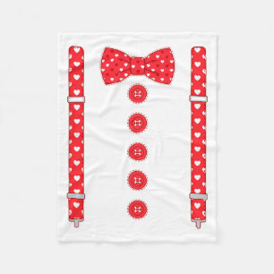 Funny Hearts Bow Tie Suspenders Valentine's Day Co Fleece Blanket