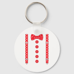 Funny Hearts Bow Tie Suspenders Valentine's Day Co Keychain