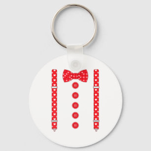 Funny Hearts Bow Tie Suspenders Valentine's Day Co Keychain