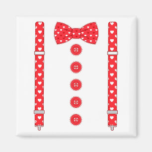 Funny Hearts Bow Tie Suspenders Valentine's Day Co Magnet