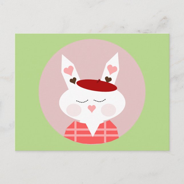 Funny Hearts Bunny Postcard (Front)