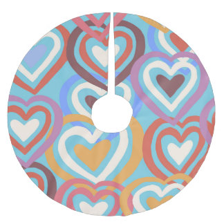 Funny Hearts: Seamless Texture Pattern. Brushed Polyester Tree Skirt