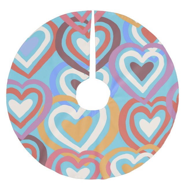 Funny Hearts: Seamless Texture Pattern. Brushed Polyester Tree Skirt (Front)