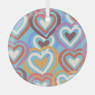Funny Hearts: Seamless Texture Pattern. Glass Ornament