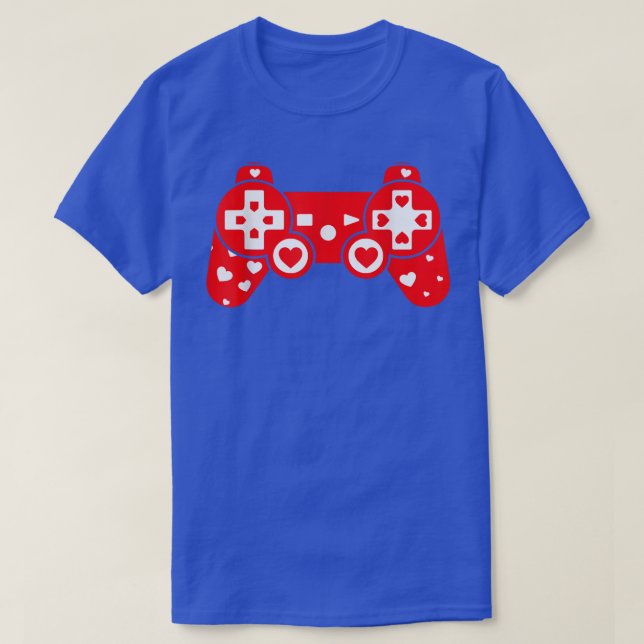 Funny Hearts Video Game Lover Matching Sports Vale T-Shirt (Design Front)