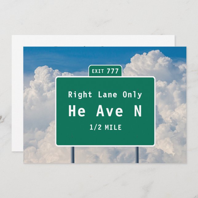 Funny Heaven Spiritual Directions Freeway Exit  Holiday Card (Front/Back)