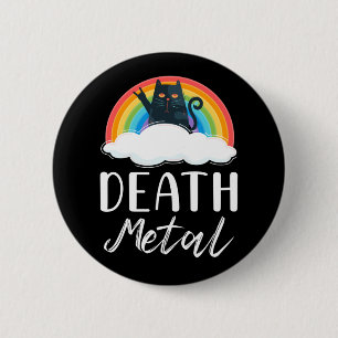 Funny Heavy Death Metal Cat Rainbow Rock Music 2 Inch Round Button