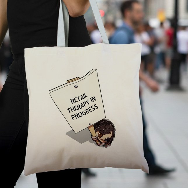 Funny Hedgehog Cartoon Protestor With Placard Tote Bag (Creator Uploaded)
