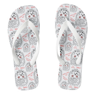 Funny Hedgehog. Cool Image And Text Pattern Flip Flops