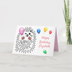 Funny Hedgehog. Happy Birthday Customizable Card
