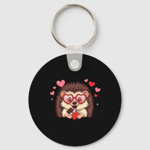 Funny Hedgehog Heart Chocolate Valentine Womens Me Keychain