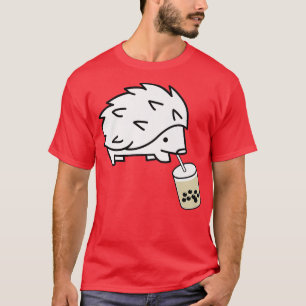 Funny Hedgehog Pet Drinking Boba Bubble Milk Tea P T-Shirt