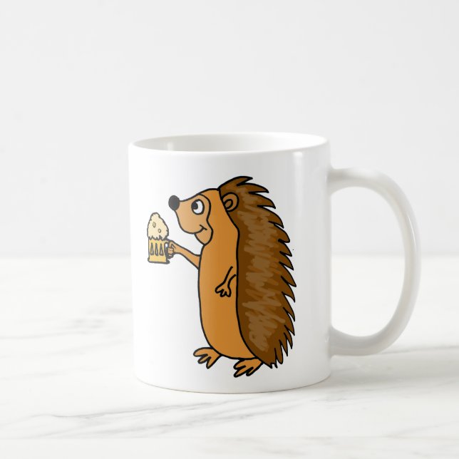 Funny Hedgehog Raising a Pint of Beer Coffee Mug (Right)