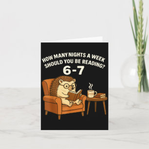 Funny Hedgehog Reading Book 67 Six Seven Meme  Card